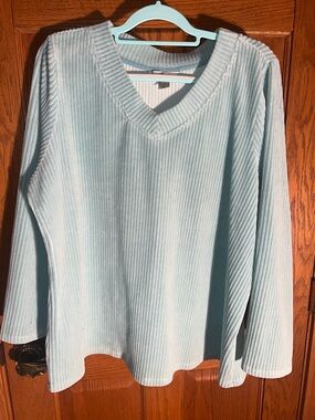 C J Banks aqua  Blue V-Neck Ribbed Women's Sweater